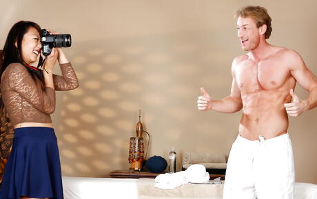 Deluxe chinese brunette Miko Dai fucked in sissy after sucking cock 