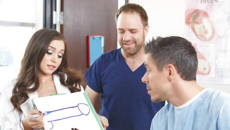 Attractive american dark-haired Tiffany Star suck huge rod and take it in bald pussy 