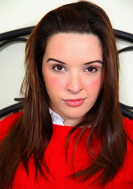 Rangy teen Jaslene Jade in skirt unveils tiny tits and spreads her legs 