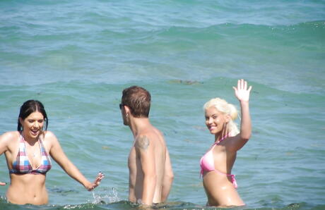 Sylphlike beauties Shay Golden, Jazlyn Dimez and Savannah Paige in hot orgy in outdoor party