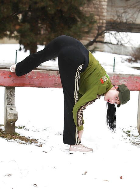 Enticing hungarian pornstar Aletta Ocean baring big hooters and ass outdoor