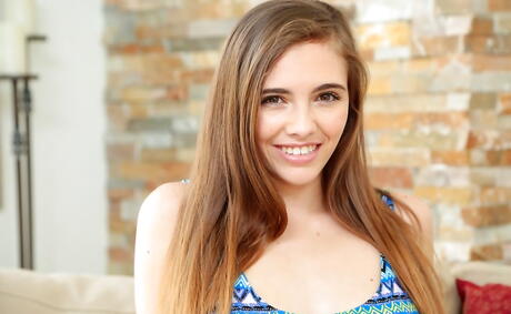 Alluring american hottie Skye West in undies exposing big titties and hairy pussy 