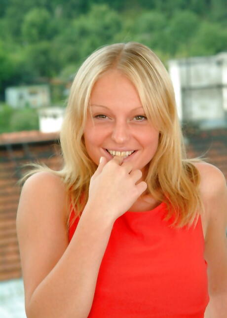 Stunning american blond youthful Asia in sexy jeans exposing big hooters and hairy beaver 