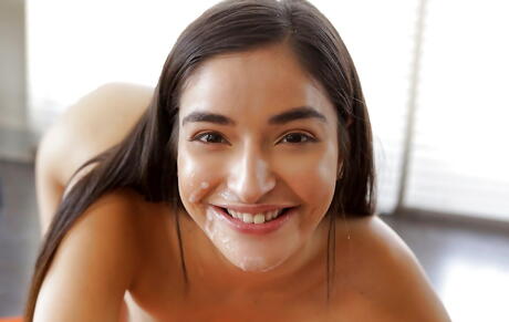 Sylphlike brunette teen Emily Willis rammed by big rod after good suck 