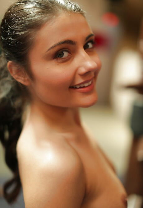 Slim american pornstar Adria Rae in sexy panties denudes tiny tits and hot ass 