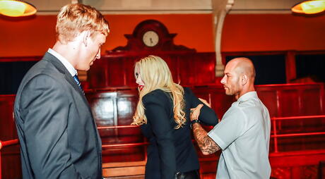 Excellent british blonde milf Valerie Fox fucked in the ass after good suck in office