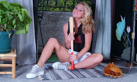 Svelte american teen Alexis Malone unveiling tiny tits and playing with sex toy 