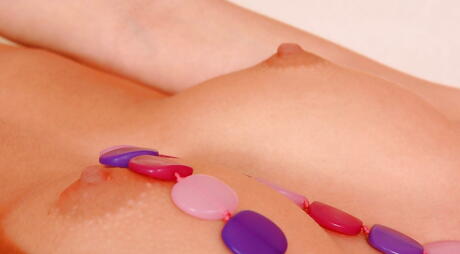 Sexy blonde youthful Claudie unveiling tiny tits and spreading her legs 