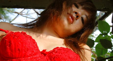 Excellent japanese cutie Chikaho Ito revealing her butt outdoor