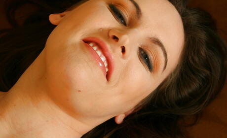 Delightful czech dark-haired milf Olarita revealing big tits and toying 