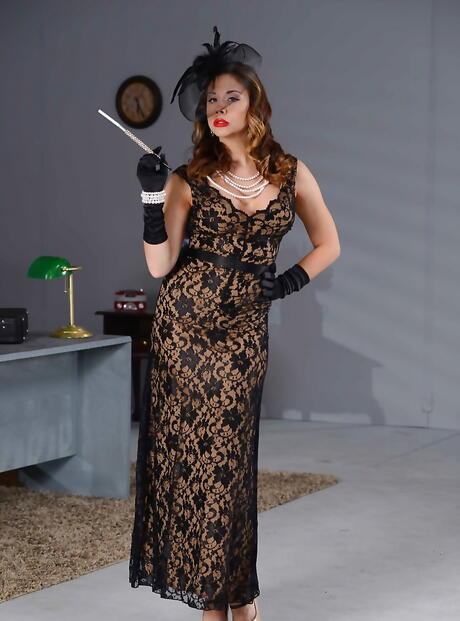 Tempting american milf Chanel Preston in sexy panties revealing big tits and jerking off in office