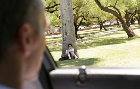 Foxy american young Cadey Mercury fucked by big cock after good blowjob outside