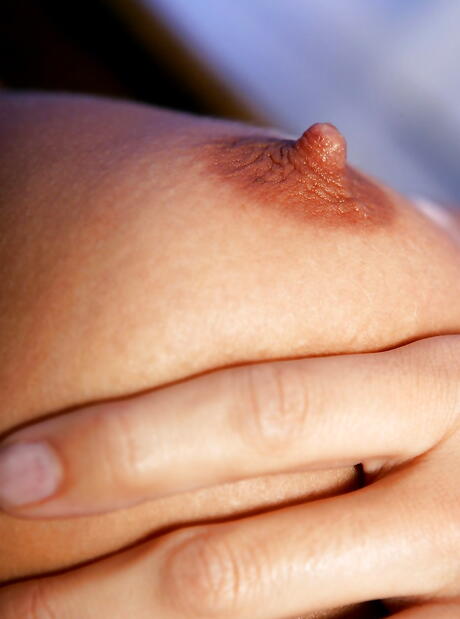 Sexy brunette milf Jamie Huxley reveals small tits and jerks off 