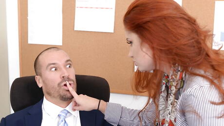 Stunning american redhead young Lennox Luxe in xxx fuck in office
