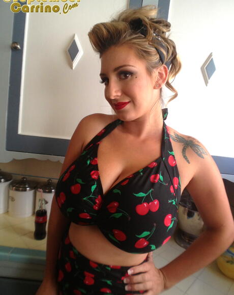 Inviting american blonde cutie September Carrino in sexy posing scene 