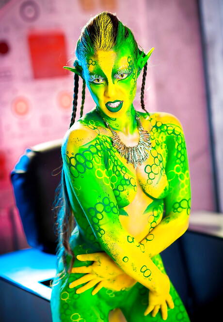 Excellent french milf Tiffany Doll in cosplay outfit exposing her butt and spreading her legs 