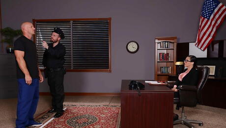 Sexy latin milf Ariella Ferrera in hot stockings enjoy hot groupsex scene in office