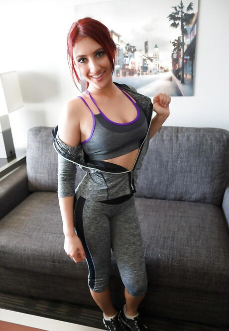 Sexy american red-haired Addison Ryder in undies showing big knockers and sexy butt 