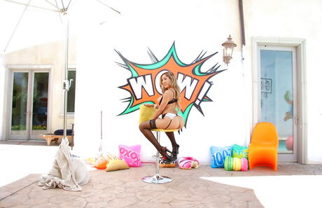 Curious latin bombshell Chloe Amour in hot undies exposes her butt outdoor