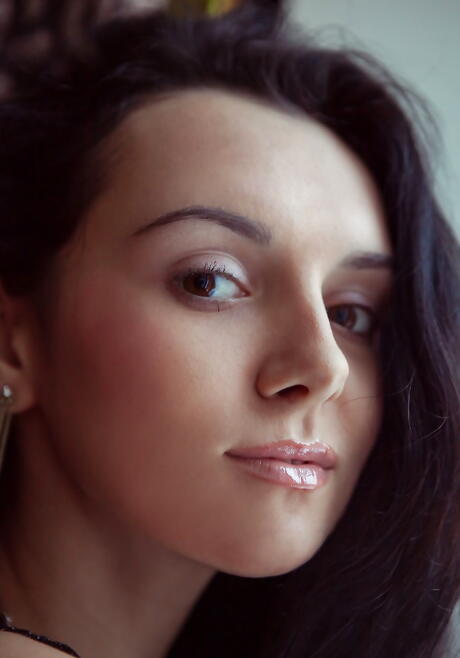 Sexy dark-haired youthful Anatali in hot undies loves foot fetish 