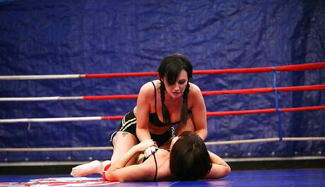 Sultry girls Selina and Lexi Ward in catfigt and lesbian sex 