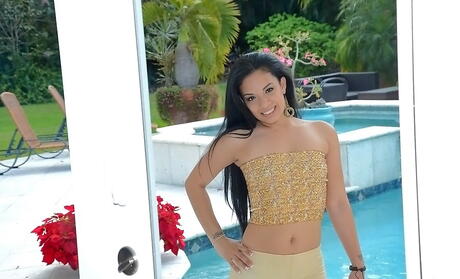 Curious latina Coco Valentina in undies reveals her butt and sissy 