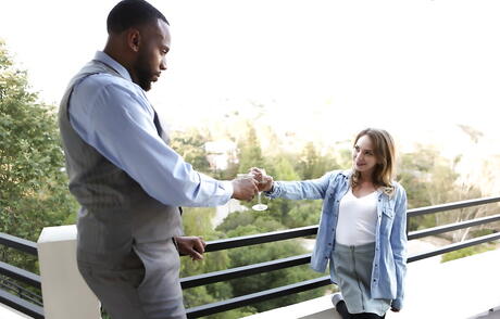 Hot american blond Angel Smalls fucked after sucking bbc outside