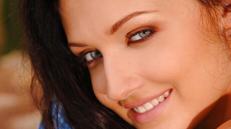 Stunning hungarian dark-haired cutie Aletta Ocean bares her ass and spreads her legs outdoor