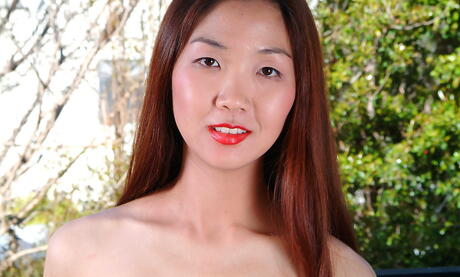 Excellent asian young Heidi Ho in nice skirt unveiling small tits and spreading her legs 