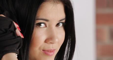 Sexy czech brunette teen Lady Dee in plays with dildo in office