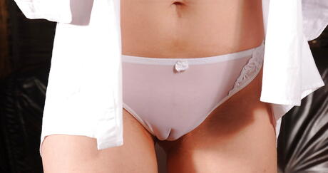 Sexy hottie Luca Bella exhibits her ass in hot panties and puts a toy in her twat 