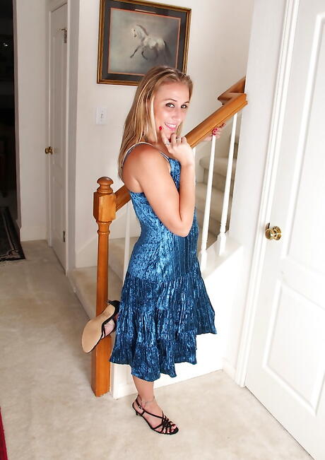 Sultry blond aged Sky in fancy skirt loves foot fetish 