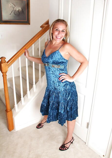 Sultry blond aged Sky in fancy skirt loves foot fetish 