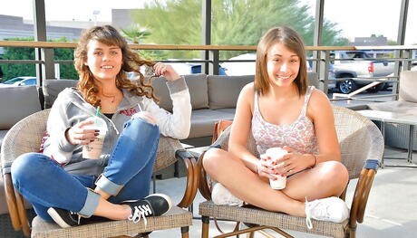 Svelte chicks Athena Summers and Blair Summers make soft lesbian action outdoor