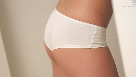 Very attractive hungarian blond teen Christen Courtney in hot panties reveals small tits and masturbates 