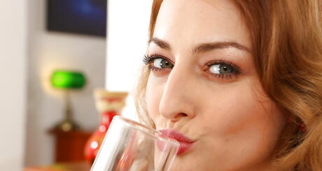 Curious czech babe Katy Rose bares her ass in hose and plays with toy 