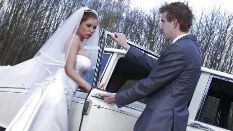 Charming romanian porn star Donna Bell suck cock and fuck in the ass outside