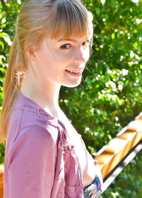 Excellent american blonde teen Dolly Leigh in sexy panties shows small tits and plays with toy 