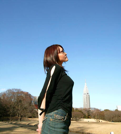 Superb japanese Tsukasa shows her butt in sexy underwear and loving dildo outdoor