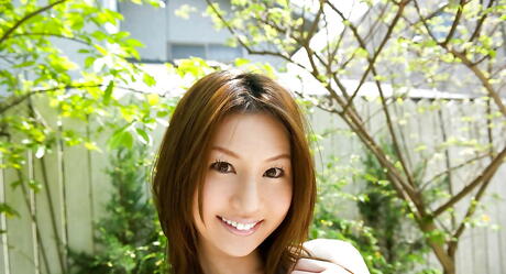 Slender japanese youthful Tatsumi Yui in hot panties baring small tits and spreading her legs 