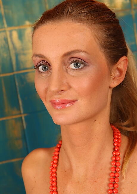 Stunning czech blonde older Gia Bawerk reveals big hooters and masturbates 