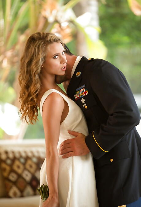 Hot american blonde bombshell Anya Olsen fucked in her hairy beaver after hot cock suck outdoor