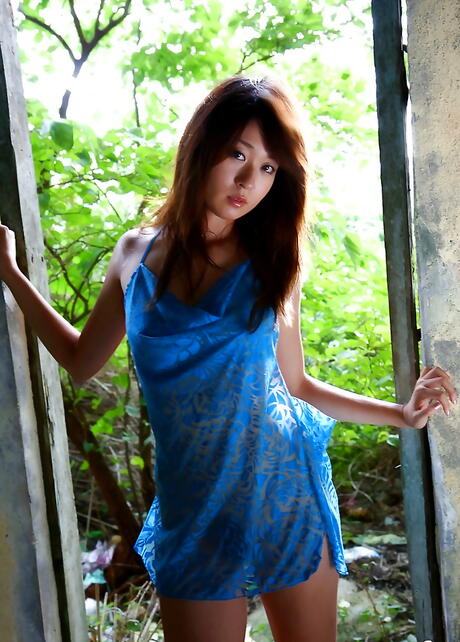 Sexy japanese young Risa Misaki in fancy skirt shows tiny tits and hot ass 