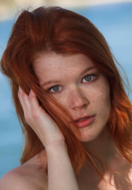 Sylphlike czech redhead teen Mia Sollis in hot lingerie in nasty foot fetish on the beach