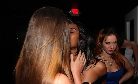 Excellent hotties Cindy Starfall, Stella May and Belle Sparkles in amazing orgy in the night club