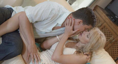 Hot blonde Bianca Benett in sexy undies rammed by huge dick in the ass 