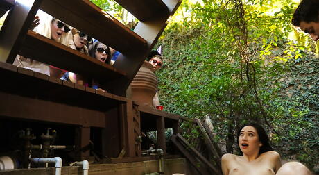 Gracile american dark hair young Aria Alexander banged hard in her bald pussy after good suck 