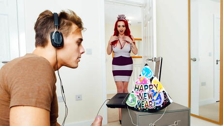 Sexy british red-haired milf Jasmine James in fancy skirt drilled by huge rod after good cock suck 