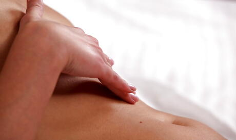 Sexy blond youthful Violette Pink denudes small tits and masturbates 