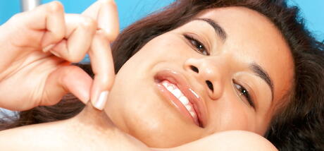 Shapely latina babe Ayana Haze in hot panties denudes tiny tits and hairy pussy 